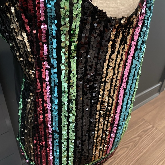 Nicole Miller multi colored sequin tank sz Lg - Picture 2 of 4